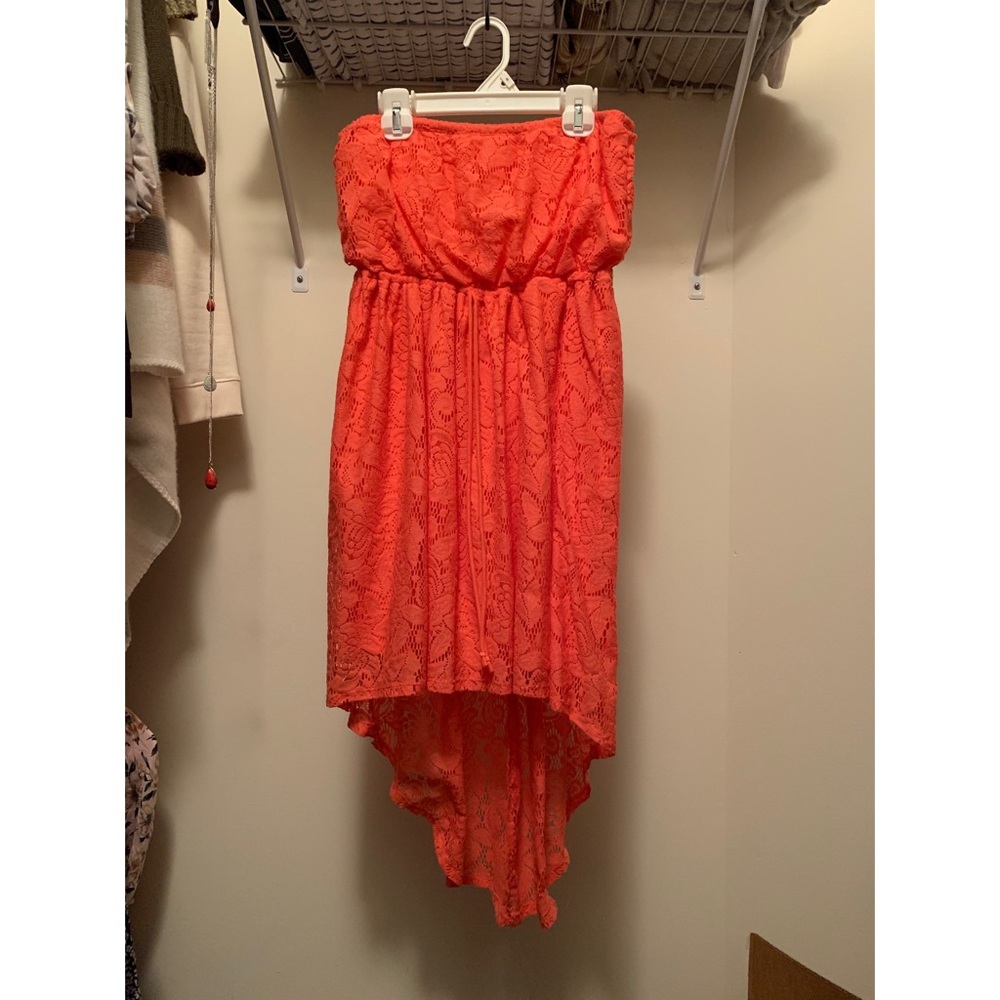 High Low Orange Lace Dress